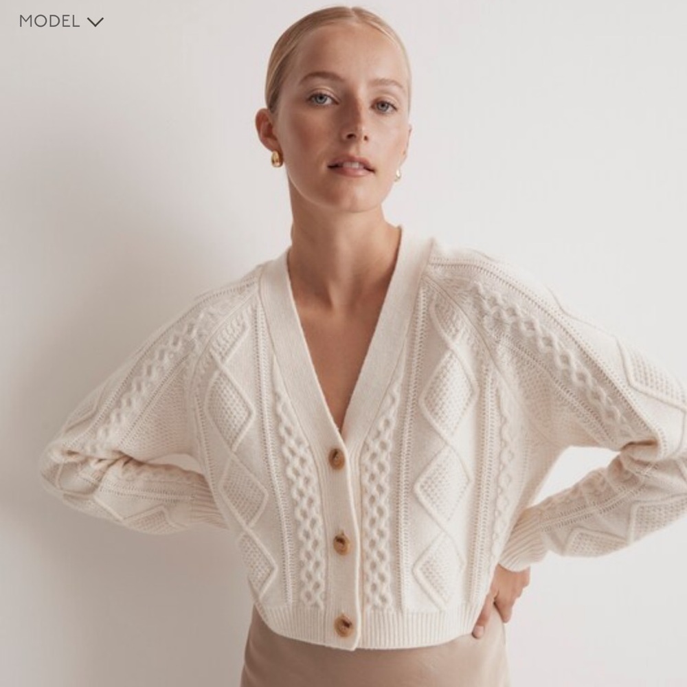 Madewell Cable-Knit Cropped Cardigan